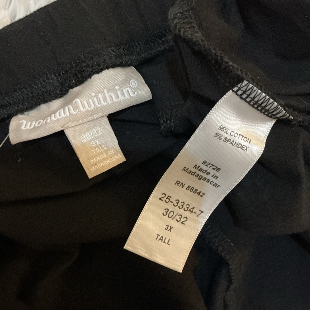 Woman Within Plus Size 3X Tall Black Stretch Cotton Bootcut Leggings Pull-On - Picture 6 of 10